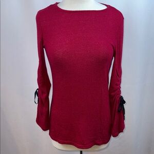 Juicy Couture Vibrant Red Metallic Tunic Sweater, XS